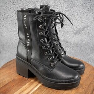 Guess Logo Black Chunky Platform Heel Chelsea Ankle Boots Size 6 Y2K Biker